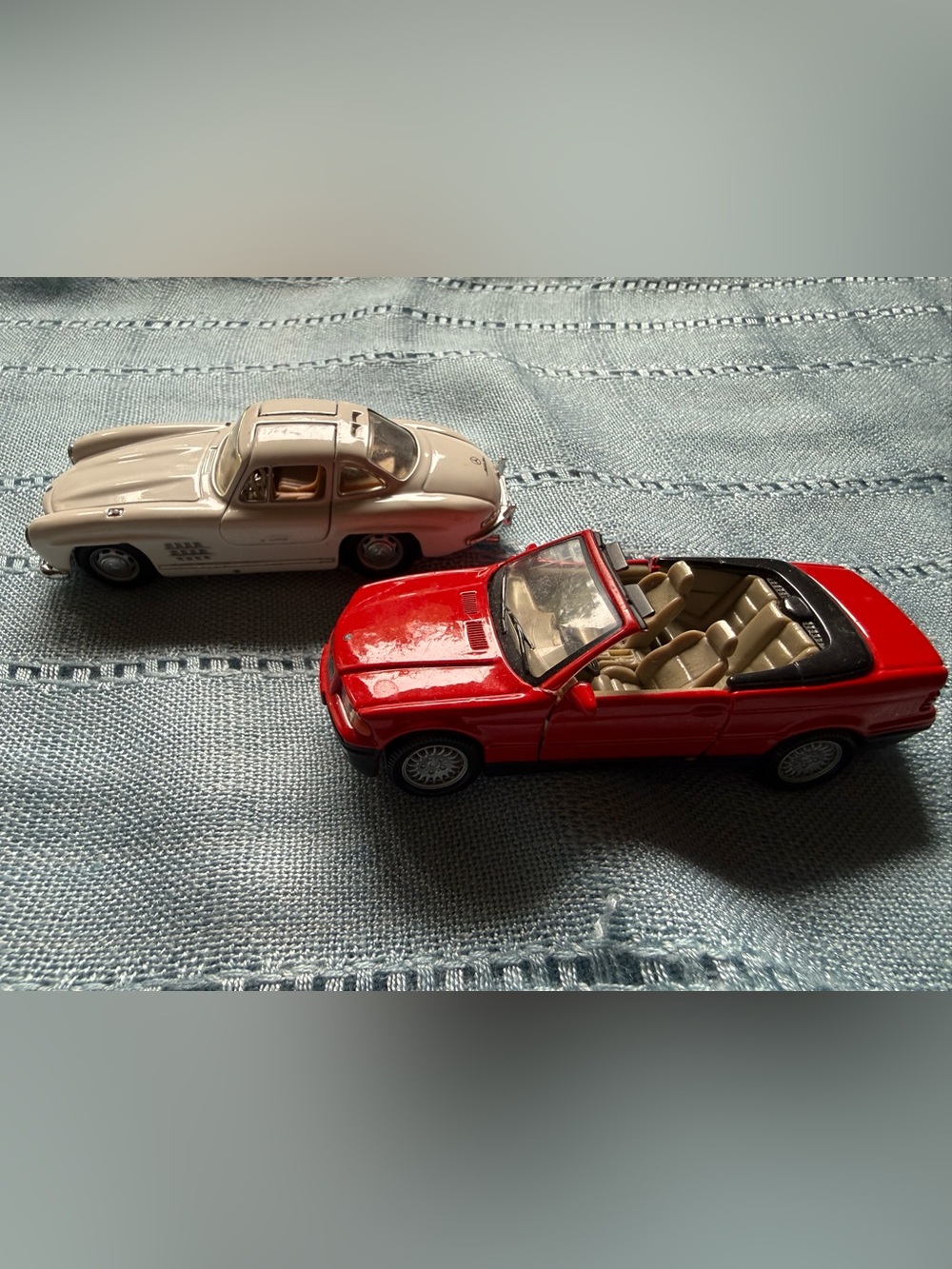 Two classic model cars Mercedes and BMW diecast 1:43 scale
